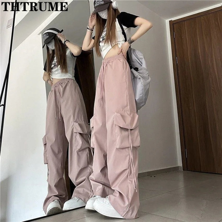 Women's Baggy Jogger Pants – Oversized Drawstring Streetwear Trousers