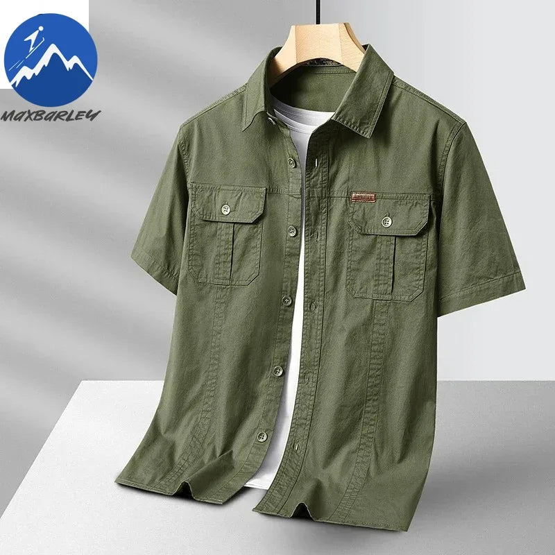 Men's 100% Cotton Fishing Shirt – Breathable Pocket Work Shirt
