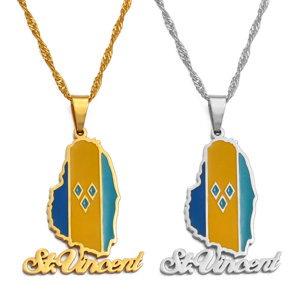 St. Vincent Island Map Necklace