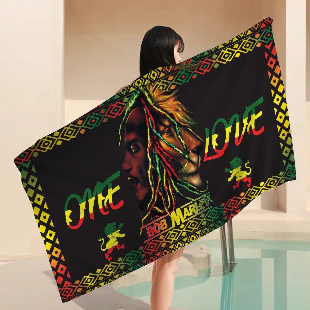 Bob Marley Reggae Music Jamaican Style Towel Microfiber Beach Towel Absorbent Quick dry Soft Yoga Swimming Resort Mountain