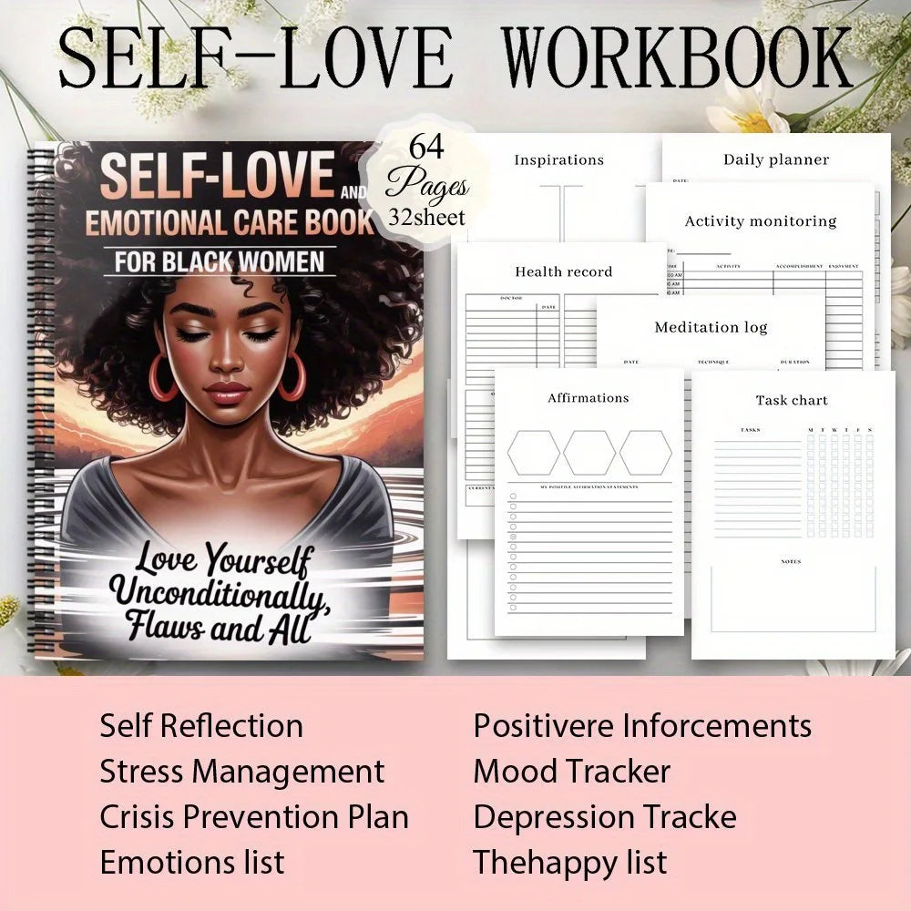 Female Focused Self Love Spiral Notebook Wellness Planner for Mindful Goal Tracking and Personal Empowerment Journey