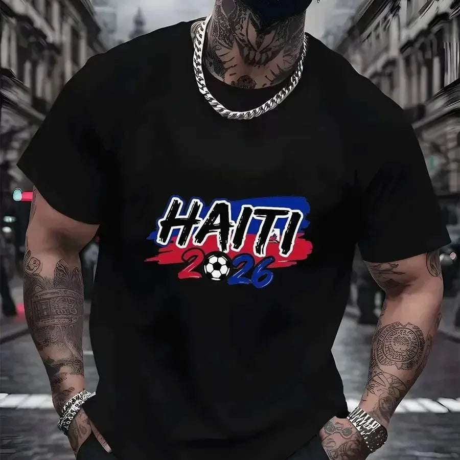 Haiti Caribbean Pride Soccer Graphic Tee | Football Fan Top