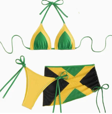 2026 Elegant Three-piece Jamaica Flag Bikini Set Women's Beachwear Separate Swimsuit Beach Fashion Female Swimwear