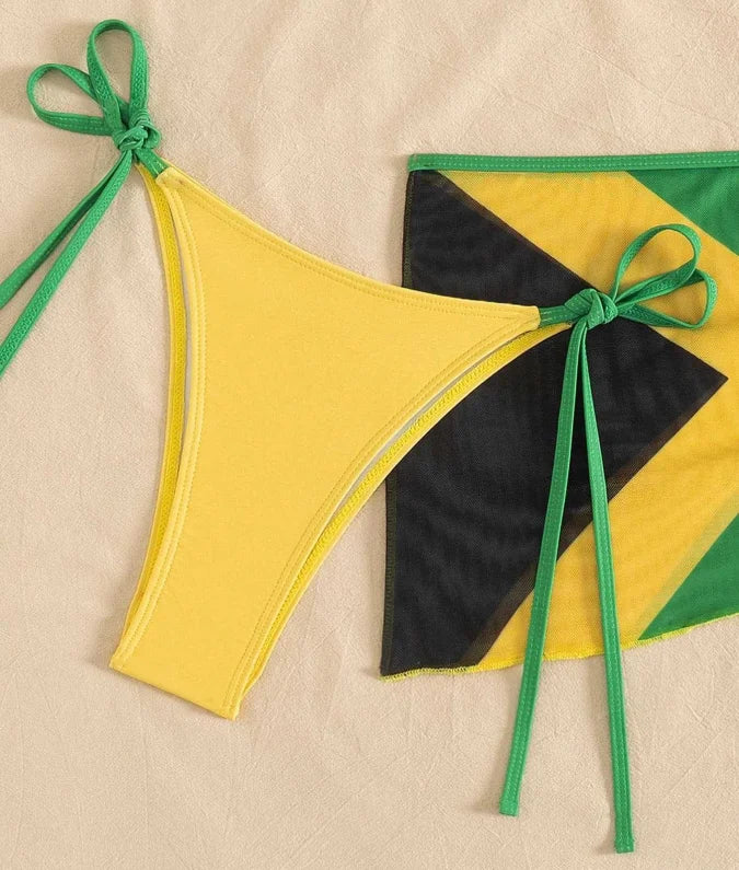 2026 Elegant Three-piece Jamaica Flag Bikini Set Women's Beachwear Separate Swimsuit Beach Fashion Female Swimwear