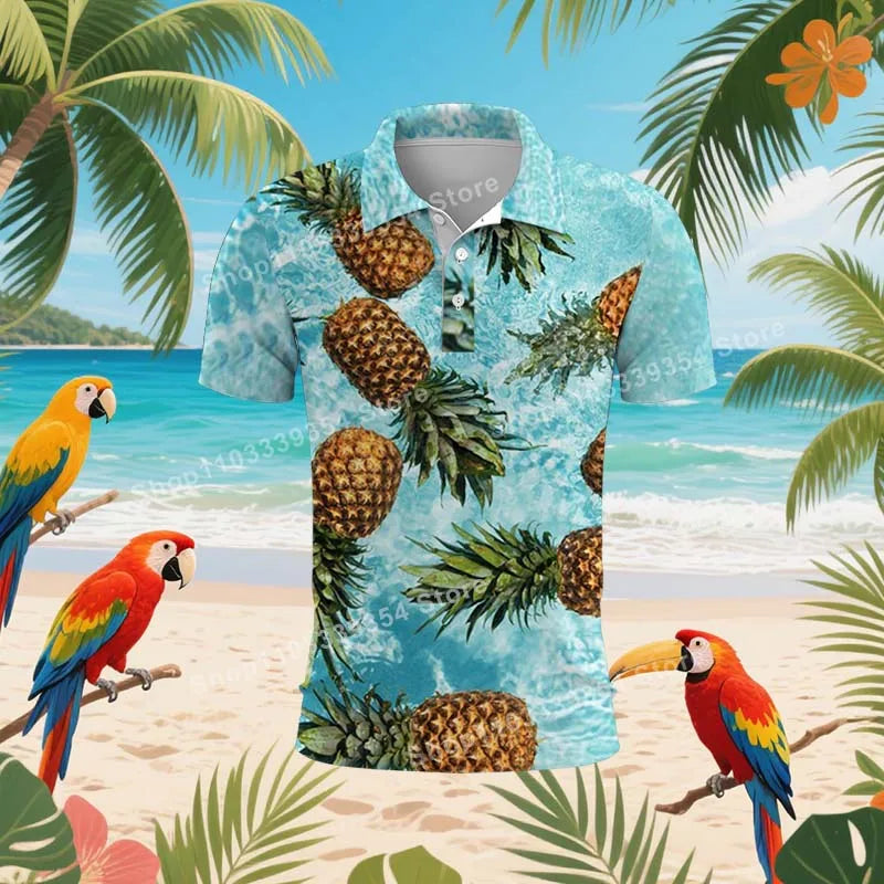 Coconut Grove Hawaiian Polo Shirt | Men's 3D Print Tropical Golf Shirt