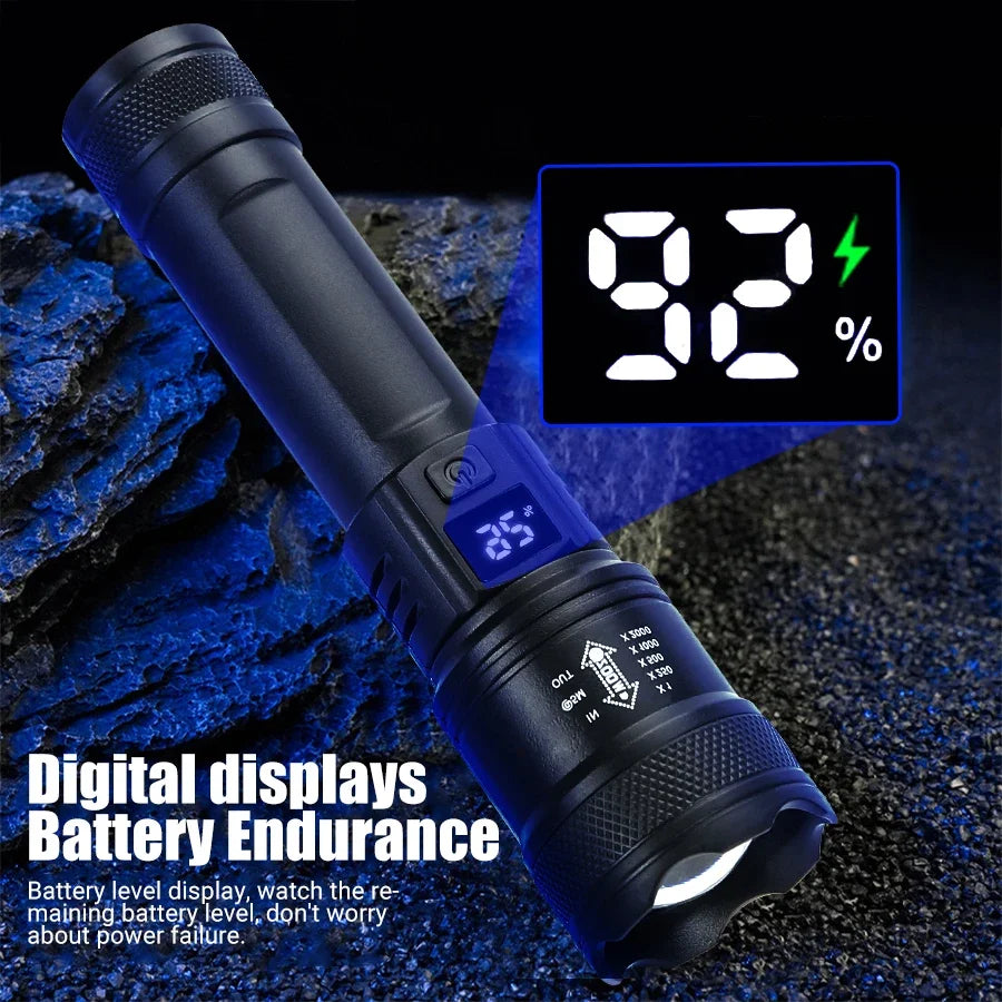 High Power LED Tactical Flashlight – 2000LM USB Rechargeable Camping & Emergency Torch