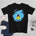 More Design Saint Lucia Flag Men Tshirt Tees T-Shirt O-neck T Shirts Women Boys Clothing 100% Cotton
