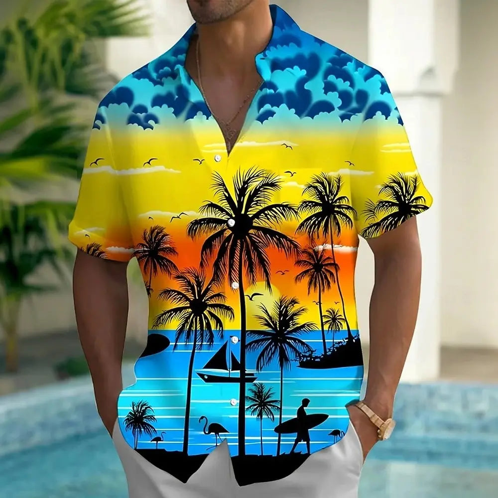 Coconut Sunset Hawaiian Shirt | Men's 3D Print Aloha Button-Up