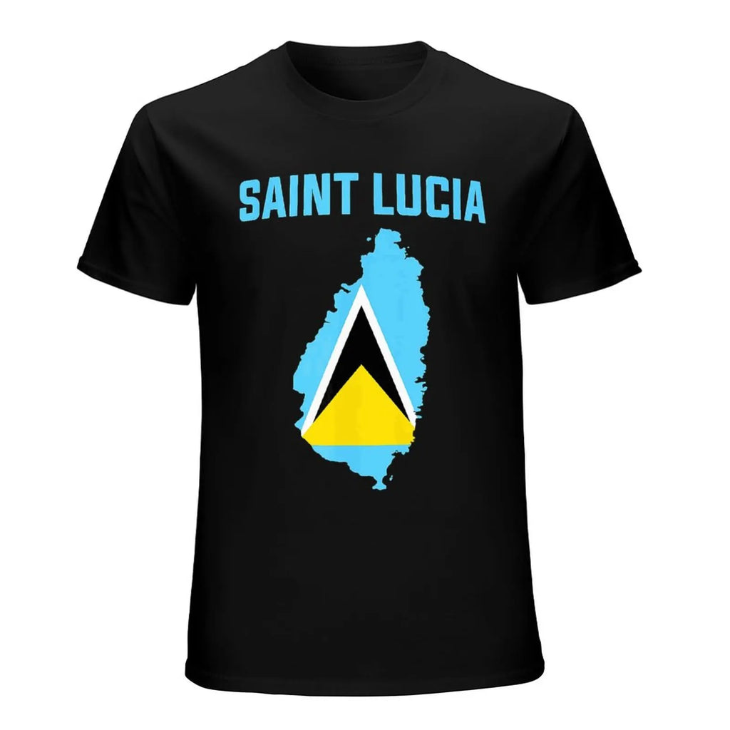 More Design Saint Lucia Flag Men Tshirt Tees T-Shirt O-neck T Shirts Women Boys Clothing 100% Cotton