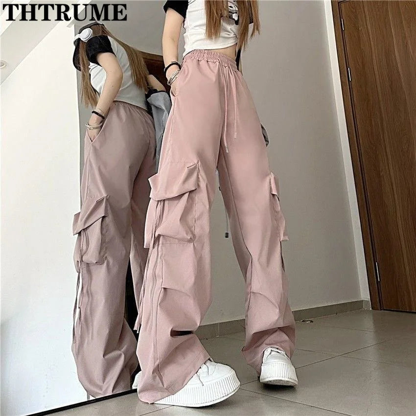 Women's Baggy Jogger Pants – Oversized Drawstring Streetwear Trousers