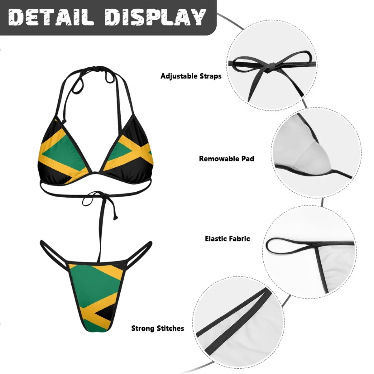 Halter Bikini Set Swimsuit Bathing Suits Custom Trinidad Grenada Dominica St Lucia Jamaica Barbados St Vincent Flag Swimwear