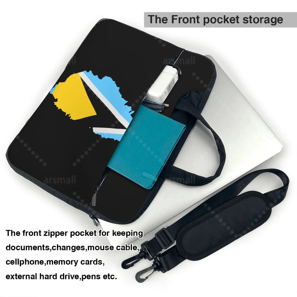 Saint Lucia Flag Laptop Shoulder Bag Compatible with 13/14/15.6 Inches Laptop Netbook PC Cover Pouch