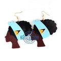 Newest St Lucia Flag Woman Wooden Earrings