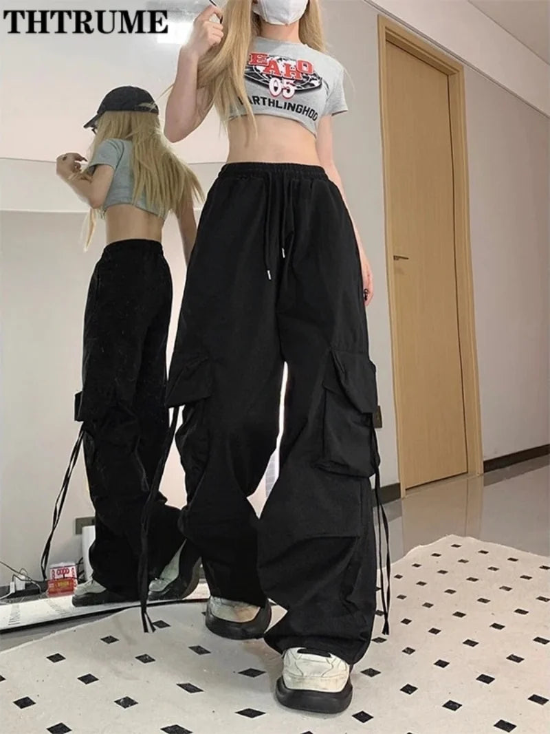 Women's Baggy Jogger Pants – Oversized Drawstring Streetwear Trousers