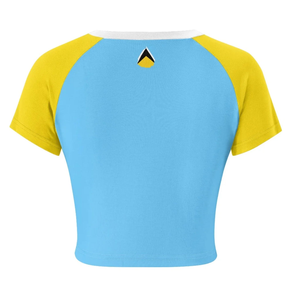 Patriotic Crewneck Carribean High Street Fashion Crop T Shirt Tops Custom St Lucia Saint Lucia Flag Y2K Hot Girl Baby Tee Top