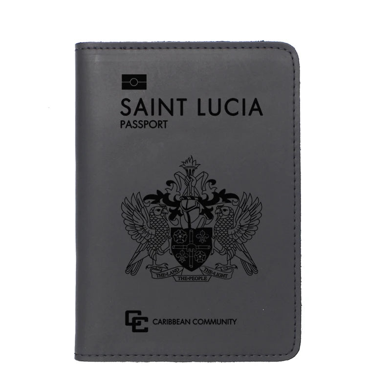 Handmade Genuine Leather Saint Lucia Passport Cover Holder Engraved Name Saint Lucia Passport Case Card Holder Travel Wallet