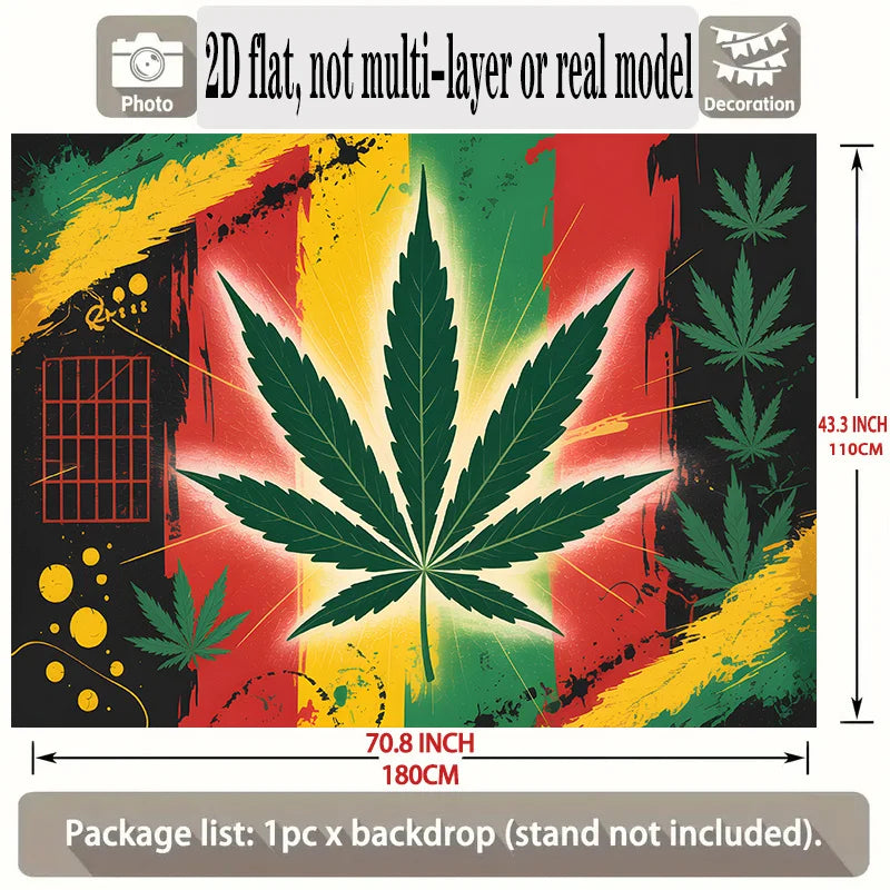 Rasta Weed Leaf Wall Tapestry Reggae Music Art Print Red Yellow Green Black Background Hanging Blanket For Smoking Room Man Cave