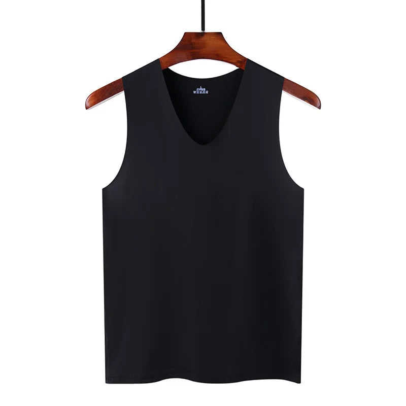 Men's Silk Seamless Tank Top – Sleeveless Gym Vest & Undershirt