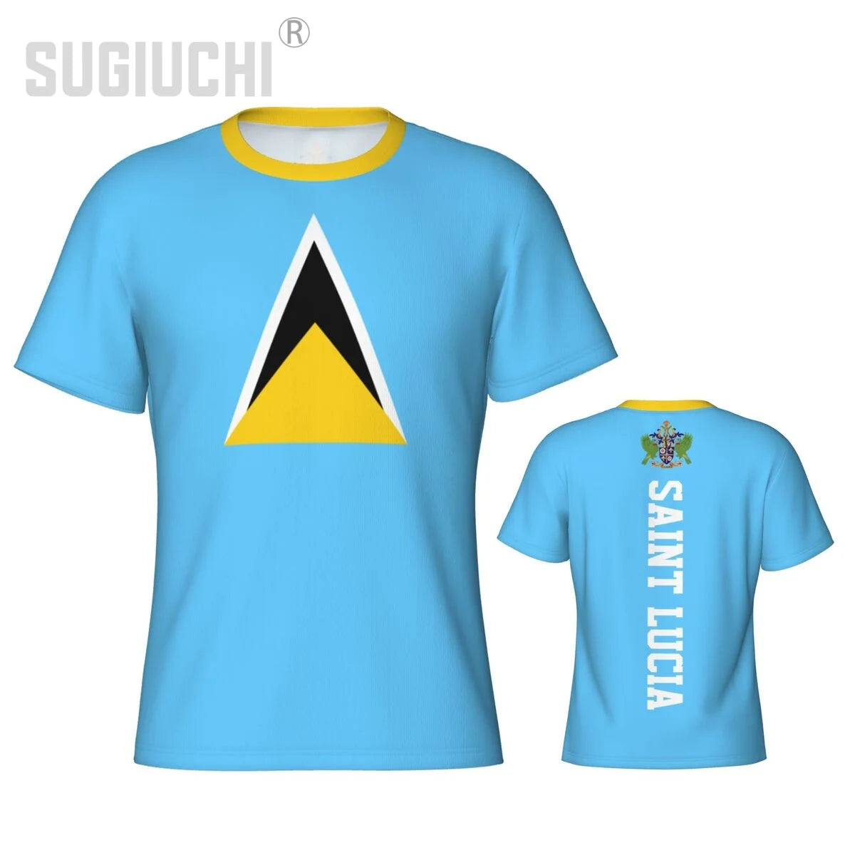 Tight Sports T-shirt Saint Lucia Flag 3D For Men Women Tees jersey Clothes Soccer Football Fans Gift Patriotic T shirt