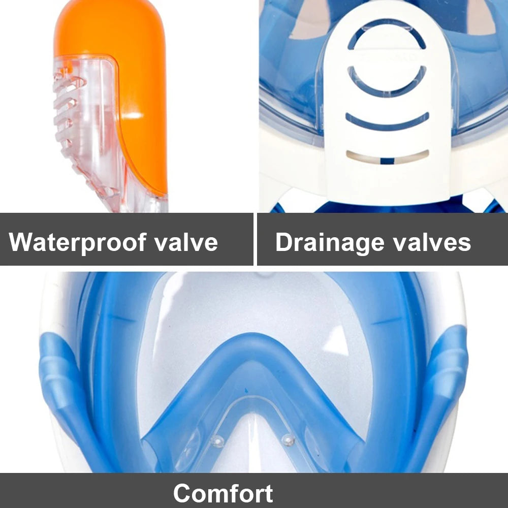 Full Face Snorkel Diving Mask – Anti-Fog Underwater Scuba Mask for Adults & Kids