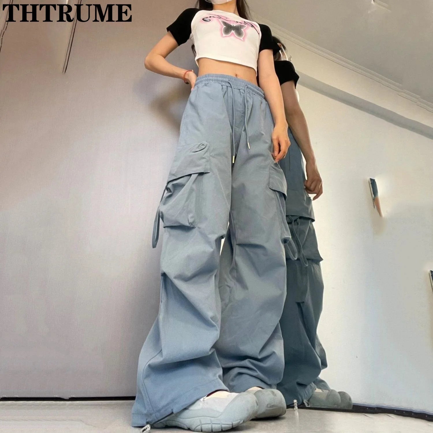 Women's Baggy Jogger Pants – Oversized Drawstring Streetwear Trousers