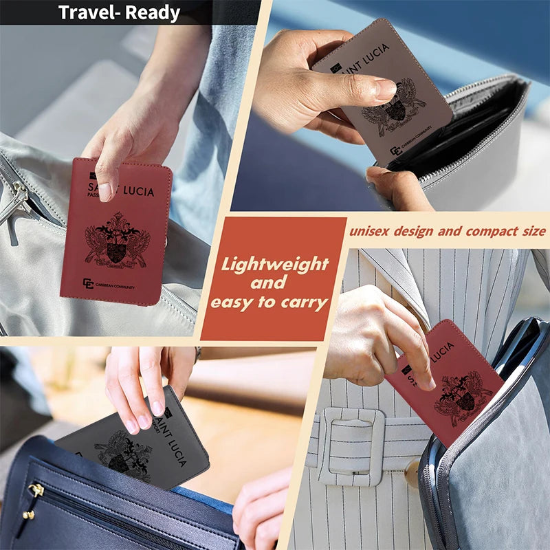 Handmade Genuine Leather Saint Lucia Passport Cover Holder Engraved Name Saint Lucia Passport Case Card Holder Travel Wallet