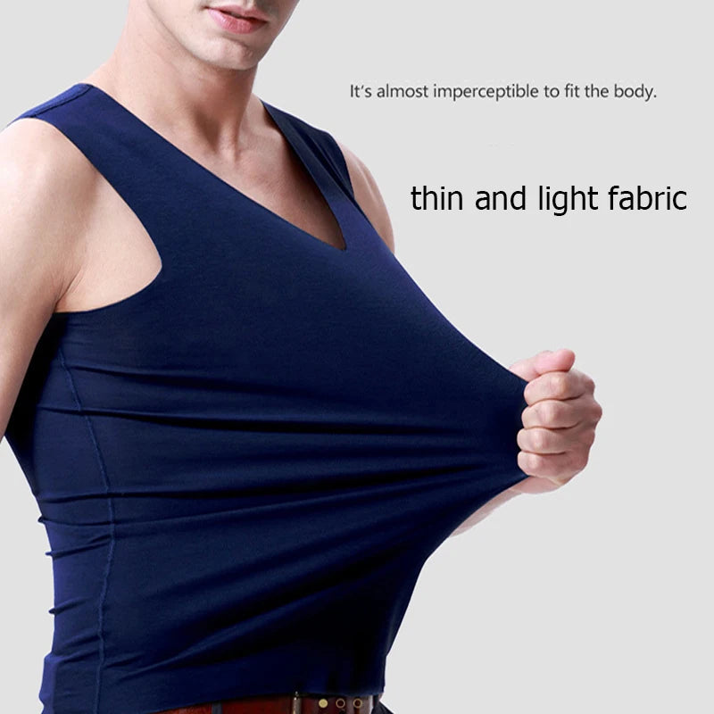 Men's Silk Seamless Tank Top – Sleeveless Gym Vest & Undershirt