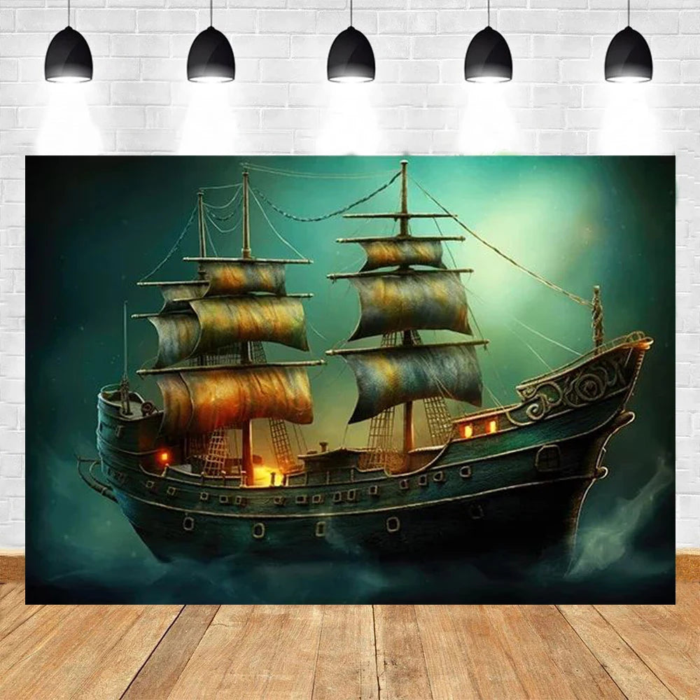 Ocean Adventure Map Party Backdrop