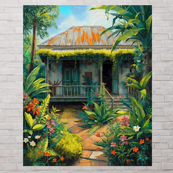 Tropical Island Botanical Canvas Print – Caribbean Wall Art
