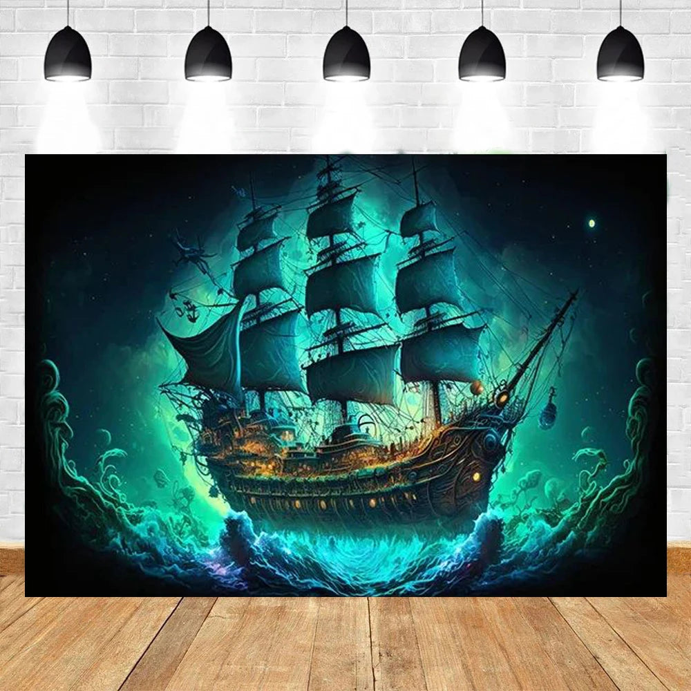 Ocean Adventure Map Party Backdrop