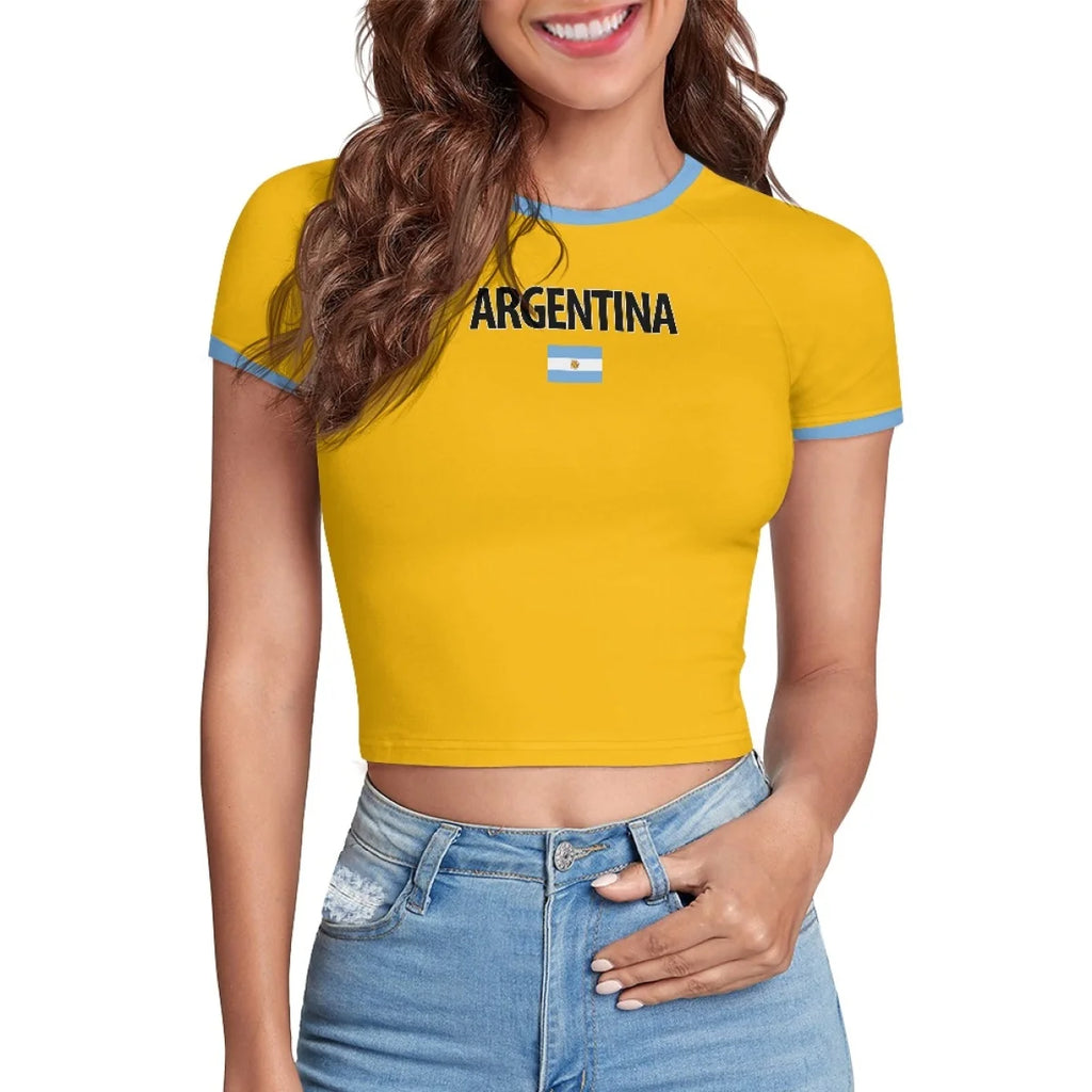 Patriotic Crewneck Carribean High Street Fashion Crop T Shirt Tops Custom St Lucia Saint Lucia Flag Y2K Hot Girl Baby Tee Top