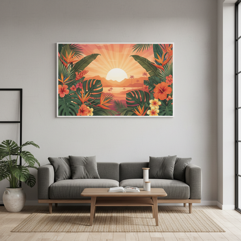 Tropical Island Botanical Canvas Print